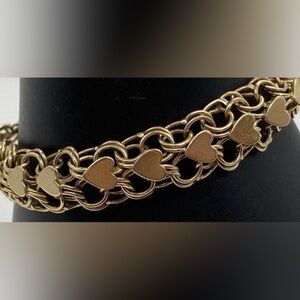 Reserved: Preloved 14K Chunky Gold Heart Link Bracelet, 21.87 gr